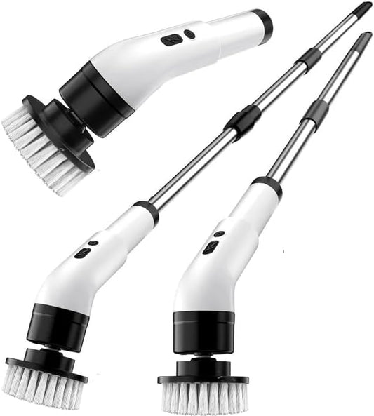 Electric Spin Scrubber,Cordless Cleaning Brush,Shower Cleaning Brush with 7 Replaceable Brush Heads, Power Scrubber 2 Adjustable Speeds,Adjustable & Detachable Long Handle