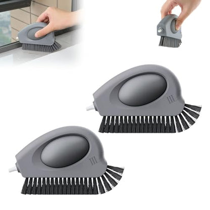 2 in 1 Groove Cleaning Brush with Air-Blowing, Window Track Cleaning Tools, Multifunction Window Track Cleaner with Hard Bristle Scraper, Crevice Brush for Sliding Door Track, Window Seal, Sill (2PC) - color: 2pc