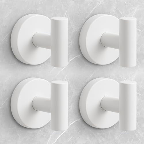 Shower Hooks for Inside Shower,No-Drill Removable&Reusable Towel Hooks for Bathroom,Heavy Duty Suction Cup Hooks for Glass Window,4 Packs(White) - color: White, size: 4 Pack