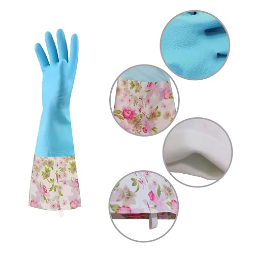 KINGFINGER Rubber Latex-Free Dishwashing Gloves for Household Cleaning, Waterproof, 2-Pair Large with Long Cuff & Flock Lining - size: Large (Pack of 2)