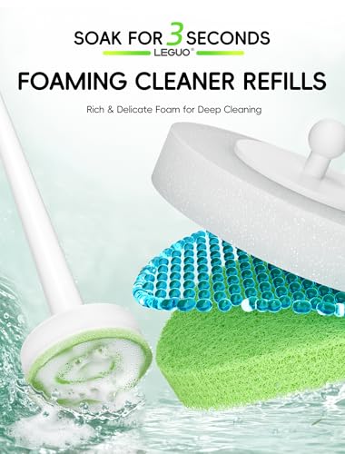 Wall Mounted Disposable Toilet Brush System with Holder, Toilet Bowl Cleaning Wand with Green Refills and One-Button Release, 1 Wand and Holder with 48 Green Refills