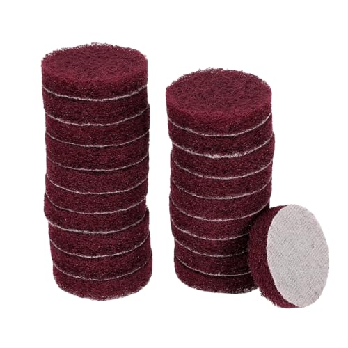 HARFINGTON 20pcs Scrubber Scouring Pads 400 Grits 2 Inch Drill Power Brush Hoop and Loop Surface Conditioning Disc Drill Scuffing Disc Scrub Pads for Home Kitchen Cleaning, Red - color: Red, size: 400#