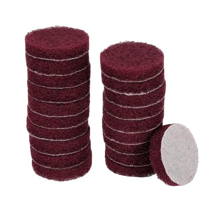 HARFINGTON 20pcs Scrubber Scouring Pads 400 Grits 2 Inch Drill Power Brush Hoop and Loop Surface Conditioning Disc Drill Scuffing Disc Scrub Pads for Home Kitchen Cleaning, Red - color: Red, size: 400#