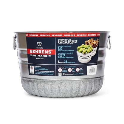 Behrens Galvanized Bushel Basket (1 Bushel) - style: 1 Bushel
