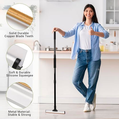 62" Carpet Rake for Pet Hair Removal – Adjustable Carpet Broom Bundle with Carpet Scraper & Hair Picker, Pet Hair Removal Tool for Dog & Cat Hair, Rug Rake Carpet Brush for Furniture & Carpets