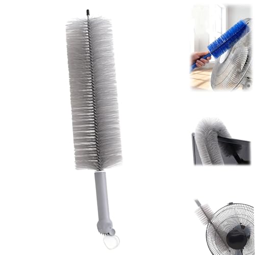 Fan Cleaning Brush Bendable Cobweb Duster Cobweb Duster, Bendable Fan Duster, Plastic Fan Cleaner Brush, Microfiber Head Dusting Brush (Gray-1PC) - color: Gray-1pc
