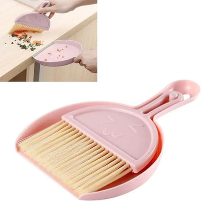 Mini Broom Dustpan Set Plastic Handheld Brush Smile Face Design for Tabletop Office Keyboard Dust Pink 90g Lightweight Soft Efficient for Desktop Tight Spaces - color: Pink