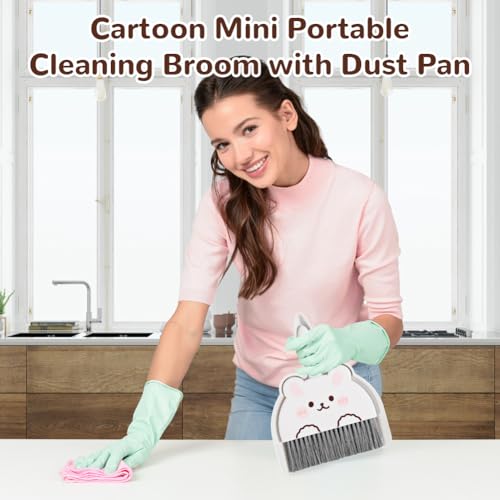 Portable Hand Broom and Dustpan Set, Cute Mini Broom and Dustpan Set with Durable Brush,Lightweight Small Dust Pan and Broom Set for Desktop Cleaning Small Space Cleaning(Rabbit) - size: Rabbit