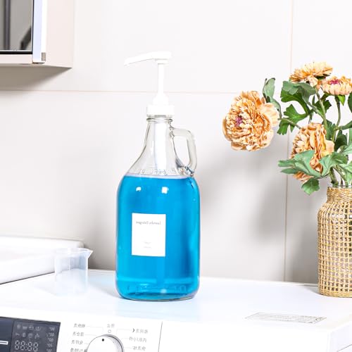 Glass Laundry Detergent Dispenser with Pump, 64OZ Liquid Laundry Soap Dispenser, Fabric Softener Dispenser Bottle for Laundry Room Organization and Storage, 2 Pack - color: 2p