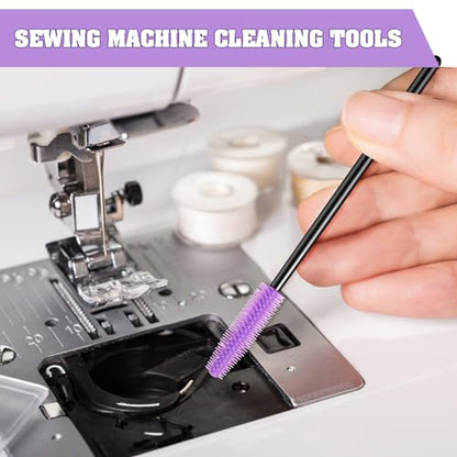 20 Pcs Nook and Cranny Sewing Machine Cleaning Brushes for Quilting Supplies Reusable Silicone Dense Bristles Cleaning Brushes for Sewing Machine Internal and Spool Area(Black, Purple) - color: Black, Purple