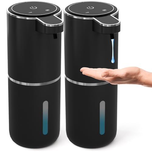2 Pack Automatic Soap Dispenser Touchless,Liquid Hand Soap Dispenser 12.8oz Electric Wall Mounted Smart for Bathroom and Kitchen Dish Soap，Easy for Toddlers(Black) - color: Black, size: Liquid