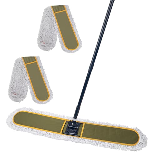 KeFanta 48" Commercial Dust Mop for Floor Cleaning,Large Industrial Heavy Duty Floor Duster with 2 Replacement Mop Heads,Wet Dry Sweeper Broom for Hardwood Floors,Tile,Concrete,Laminate,Garage,Marble