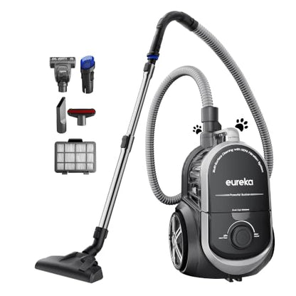Eureka Bagless Canister Vacuum Cleaner, Lightweight Vac for Carpets and Hard Floors, Silver with Black, NEN180 - color: Silver With Black