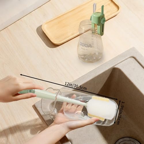 Water Bottle Cleaner Brush,5-in-1 Bottle Brushes for Cleaning,Bottle Scrubber Brush Cleaner(Green)