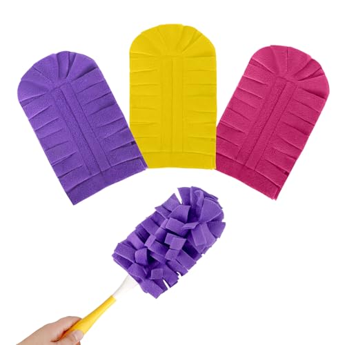 Fleece Reusable Duster Pads Compatible with Swiffer Hand Duster, 360 Duster Refill, Dusters Heavy Duty Refills, Microfiber Dusters Refills for Cleaning, Ceiling Fan, 3 Pack (Handle is Not Included) - color: 3 Pack (Mixed Color)