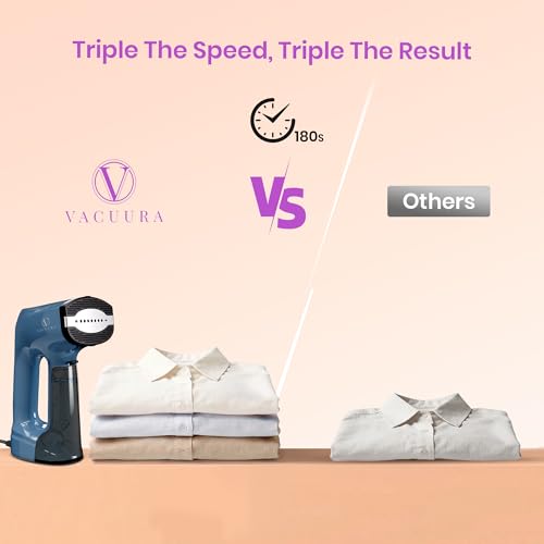 Vacuum Steamer for Clothes,1200W 2-in-1 Steamer & Iron, 3500Pa Suction Handheld Clothes Steamer, Garment Steamer & Wrinkle Remover for Shirts, Bedding, 30-Sec Heat-Up,4 Modes,Travel & Home (110-120V)