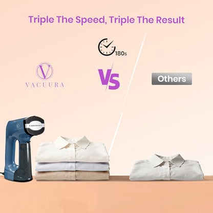 Vacuum Steamer for Clothes,1200W 2-in-1 Steamer & Iron, 3500Pa Suction Handheld Clothes Steamer, Garment Steamer & Wrinkle Remover for Shirts, Bedding, 30-Sec Heat-Up,4 Modes,Travel & Home (110-120V)