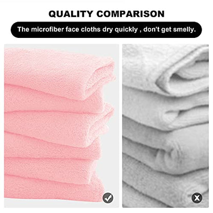 MOONQUEEN Microfiber Facial Cloths Fast Drying Washcloth 12 Pack - Premium Soft Makeup Remover Cloths - Pink - color: Pink, size: 12x12 Inch (Pack of 12)