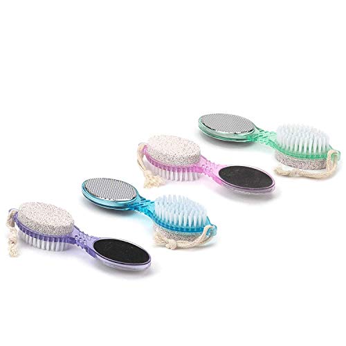 DecorRack (4 in 1) Pedicure Paddle Kit Tool with Pumice Stone for Feet, Foot Hand Toe Nail Cleaning Brush, Metal File and Emery Board, Manicure Foot Rasp Callus Remover Pedi Set (Random Color, 1 Pack) - color: Random
