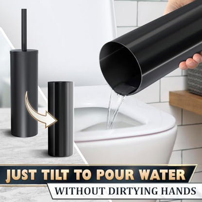 2 PCS Black Toilet Brush and Holder Set - Scratch Resistant Black Toilet Bowl Brush and Holder with Soft Bristles Replaceable Head, Protection from Splashes, and Compact Design - for Cleaning - color: Black 2 Pcs