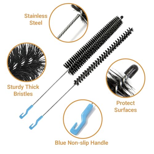Dryer Lint Cleaner Kit, 3Pcs Nylon Bristle Brush, Flexible Stainless Steel Handle, for Cleaning Vent Trap & Refrigerator Coil