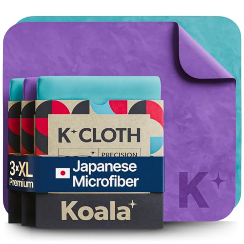 Koala Lens Cleaning Cloth | Japanese Microfiber | Glasses Cleaning Cloths | Eyeglass Lens Cleaner | Eyeglasses, Camera, VR/AR Headset, and Screen Cleaner | Blue & Purple (Pack of 3) - color: Purple / Blue, size: 3 Pack (XL)