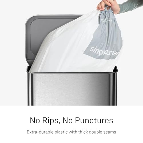 simplehuman Code R 100 Count Custom Fit Liners, Drawstring Kitchen Trash Bags, One-by-One Mess-Free Dispense, Extra Thick & Double Seamed, 50% PCR Plastic, 9-10 Liter / 2.6 Gallon, White - size: 100 Count (Pack of 1)