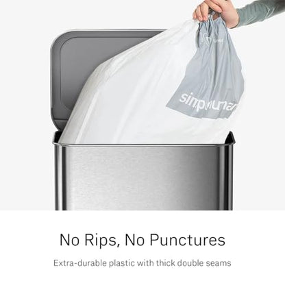 simplehuman Code N 60 Count Custom Fit Liners, Drawstring Kitchen Trash Bags, One-by-One Mess-Free Dispense, Extra Thick & Double Seamed, 50% PCR Plastic, 40-50 Liter / 10.6-13 Gallon, White - size: 60 Count (Pack of 1)