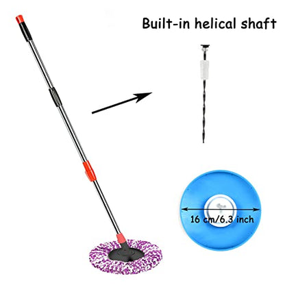 Spin Mop Pole Handle Replacement, Home Floor 360 Degrees Rotating Telescopic Replacement Handle Cleaning Tool Accessories Enhanced Thickened Version for Cleaning Home Office (Black) - color: Black