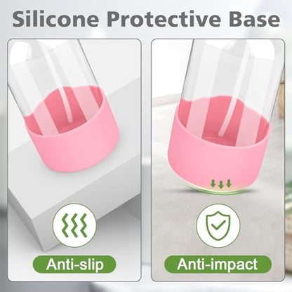 Rionisor Glass Spray Bottles with Silicone Sleeve Protection, Empty 16 oz Refillable Containers, Reusable Spray Bottles with Adjustable Nozzle for Hair, Cleaning Solutions, 1 Pack Pink - color: Pink, style: 1 Pack
