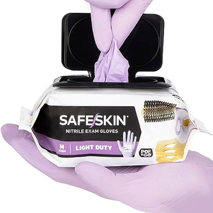 SAFESKIN Disposable Nitrile Gloves in POP-N-GO Pack of 50 or 200 Powder Free - Hair, Cleaning, Medical Use, Food Handling - size: Medium (Pack of 50)