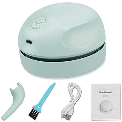 Desktop Vacuum Cleaner USB Charging with Vacuum Nozzle Cleaning Brush, Detachable Design & Portable Mini Table Dust Vaccum Cleaner, Clean Dust, Crumbs, Piano, Computer, Car Etc(Light Green) - color: Green