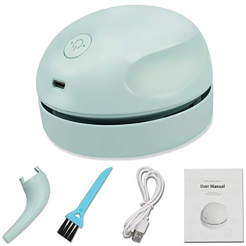 Desktop Vacuum Cleaner USB Charging with Vacuum Nozzle Cleaning Brush, Detachable Design & Portable Mini Table Dust Vaccum Cleaner, Clean Dust, Crumbs, Piano, Computer, Car Etc(Light Green) - color: Green