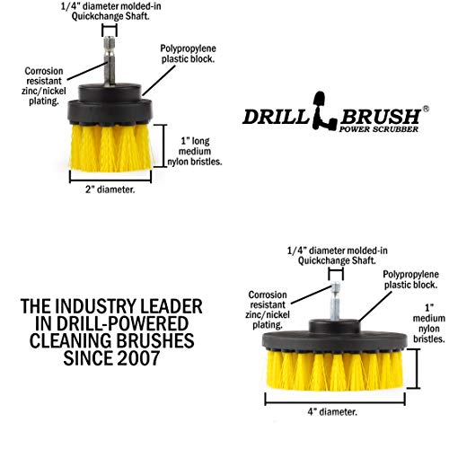 Drill Brush – Drill Brush Kit – Drill Brushes for Cleaning – Drill Brush Attachment - Drill Brush Set - Bathroom Accessories - Shower Cleaner - Bathtub - Bath Mat - Scrub Brush - Grout Cleaner - color: Yellow