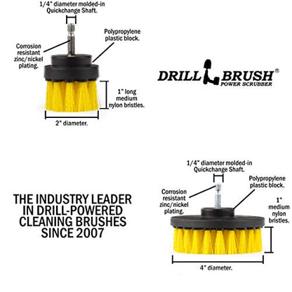 Drill Brush – Drill Brush Kit – Drill Brushes for Cleaning – Drill Brush Attachment - Drill Brush Set - Bathroom Accessories - Shower Cleaner - Bathtub - Bath Mat - Scrub Brush - Grout Cleaner - color: Yellow