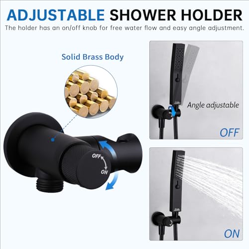 G-Promise All Metal Handheld Shower Set with 3-Function Showerwand, included Handheld Holder to Control on/off Switch and 72 Inch Tangle-Free Stainless Steel Hose Matte Black - color: Matte Black