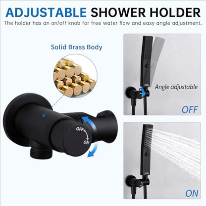 G-Promise All Metal Handheld Shower Set with 3-Function Showerwand, included Handheld Holder to Control on/off Switch and 72 Inch Tangle-Free Stainless Steel Hose Matte Black - color: Matte Black