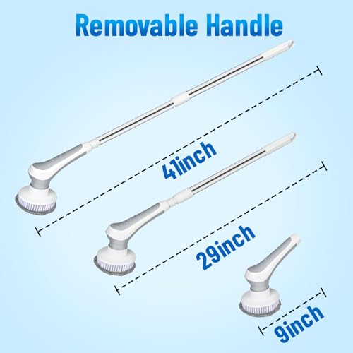 CITRICACID Electric Spin Scrubber Upgraded Battery, Cordless Shower Scrubber with 8 Scrub Brush, 2 Speed with Adjustable Extension Handle,Scrubber for Bathroom Bathtub Tile Floor