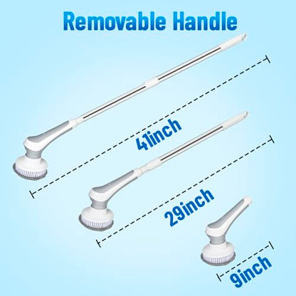 CITRICACID Electric Spin Scrubber Upgraded Battery, Cordless Shower Scrubber with 8 Scrub Brush, 2 Speed with Adjustable Extension Handle,Scrubber for Bathroom Bathtub Tile Floor