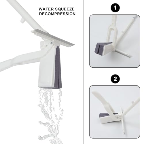 SOLUSTRE Small Self Squeeze Sponge Mop for Floor Cleaning Household Mini Cleaning Tool with Strong Water Absorption Lightweight Mop for Tiles Glass Bathroom Kitchen Use
