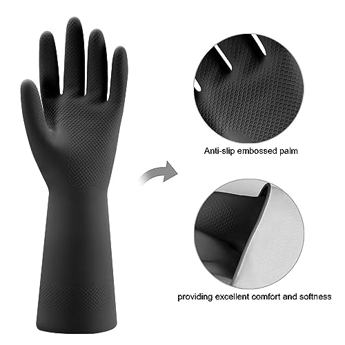 Bamllum 4 Pairs Rubber Kitchen Dishwashing Gloves - Reusable Household Cleaning Gloves for Washing Dishes and Cleaning Tasks, Flexible Long-lasting and Non-Slip (Small, Black) - size: Small