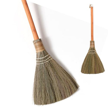 Handmade Whisk Sweeping Orange Broom - Vietnamese Straw Soft Broom - Brooms Decorative 12.2" Width, 28.35" Length - style: Orange