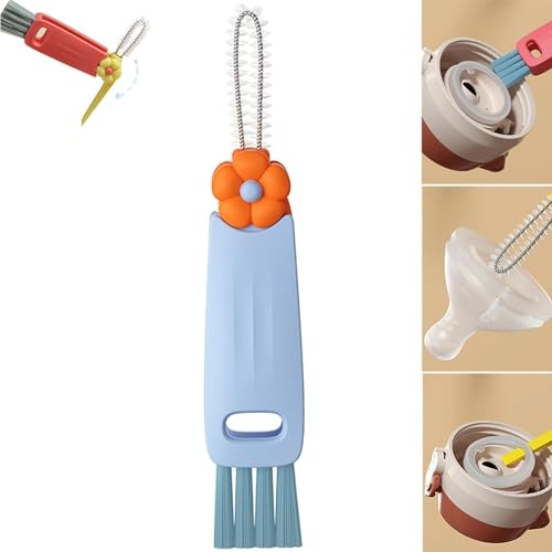 3 in 1 Cup Lid Cleaning Brush, 2025 Multifunctional Crevice Cleaning Brush for Bottle Gap Tight Spaces Cup, Cup Lid Gap Cleaning Brushes Set for All Kinds of Cups and Bottles (Blue) - color: Blue