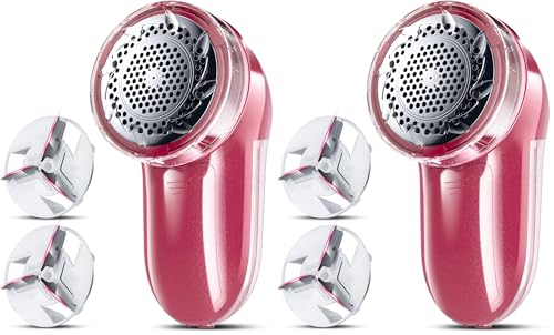 Fabric Shaver, Lint Remover, Bymore Lint Shaver Defuzzer Sweater Shaver for Clothes and Furniture AC Adapter or Battery Operated Pill Fuzz Remover (Bright Red) (Pack of 2) - color: Bright Red, size: 5.75*2.60*2.64in (Pack of 2)