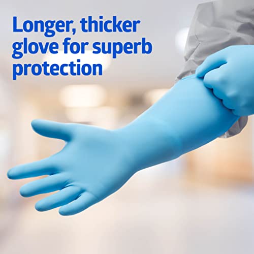 Medline CS Pro 16” Cuff Nitrile Exam Gloves, 50 Count, Medium, Powder Free, Disposable, Not Made with Natural Rubber Latex, Longer Cuff, Thicker Glove for Extra Protection - size: Medium