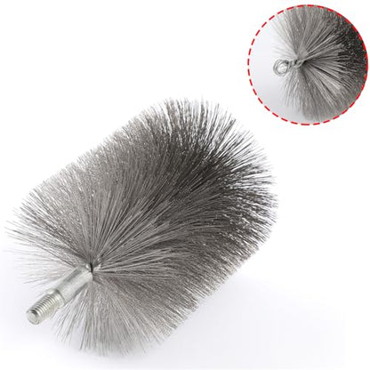 50-inch Long Tent Wood Burning Stove Pipe Cleaning Brush with Stainless Steel Bristles, and Chimney Cleaning Wire Brush with 4 Flexible Rods, 3.5'' Brush Heads - size: 3.5IN