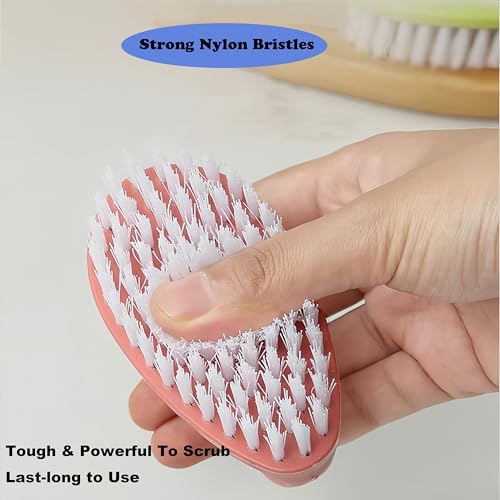 2 Pack Scrubbing Brushes for Cleaning, Heavy Duty Scrub Brush Nylon Stiff Bristles,Scrubber Cleaner Brush for Bathroom,Showe,Sink,Kitchen,Bathtub,Floor,Multi-Purpose Cleaning Brush (Pink + Purple) - color: Pink + Purple