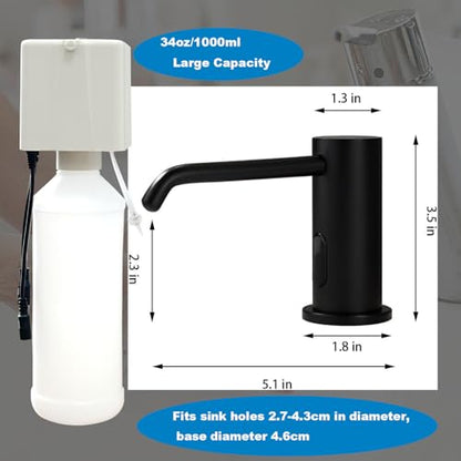 Touchless Automatic Soap Dispenser for Kitchen Bathroom Sink Built in Liquid Commercial Electric Soap Dispenser with Bottle and Pump Matte Black - color: Matte Black-liquid