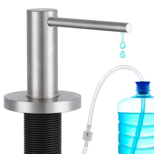 Gappo Upgraded Soap Dispenser for Kitchen Sink Brushed Nickel, Stainless Steel Countertop Pump, Built in Sink Soap Dispenser with 47" Extension Tube kit - color: Brushed Nickel