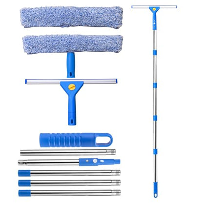 76“Professional Squeegee Window Cleaning Kit with Extension Pole,Window Cleaning Kit,Window Washing Tool for Indoor Outdoor Windows & Car Glass Easy to use, Great for high-Rise Hard-to-Reach Windows - size: 76"Window Squeegee
